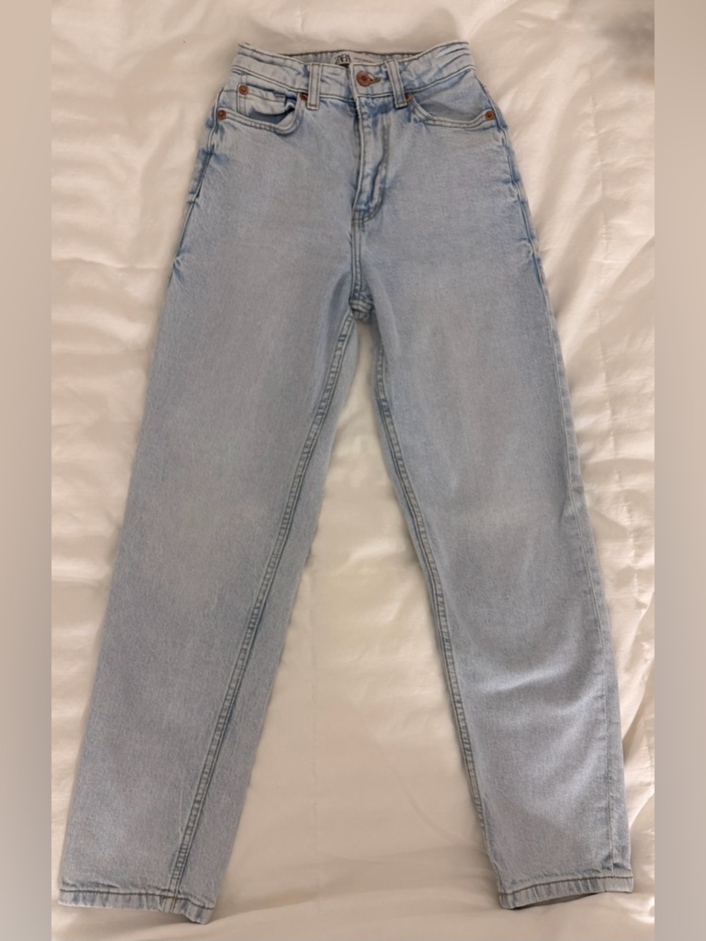 Zara Light Blue High-Rise Mom Jeans